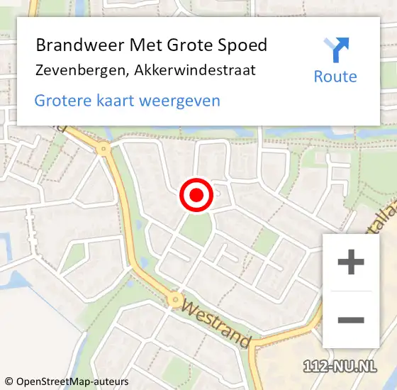 Locatie op kaart van de 112 melding: Brandweer Met Grote Spoed Naar Zevenbergen, Akkerwindestraat op 19 juni 2024 22:08