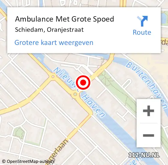 Locatie op kaart van de 112 melding: Ambulance Met Grote Spoed Naar Schiedam, Oranjestraat op 19 juni 2024 22:13