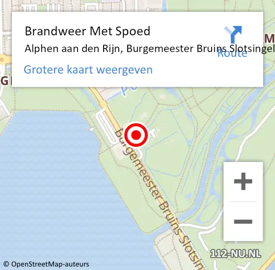 Locatie op kaart van de 112 melding: Brandweer Met Spoed Naar Alphen aan den Rijn, Burgemeester Bruins Slotsingel op 19 juni 2024 22:30