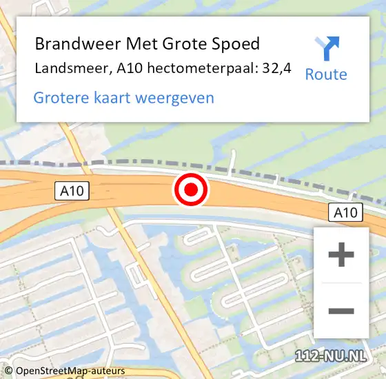 Locatie op kaart van de 112 melding: Brandweer Met Grote Spoed Naar Landsmeer, A10 hectometerpaal: 32,4 op 19 juni 2024 22:31