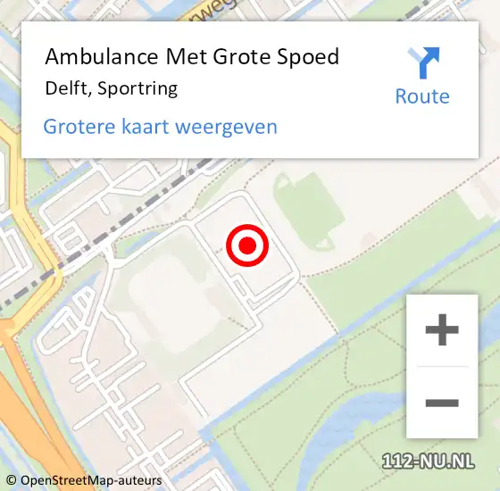 Locatie op kaart van de 112 melding: Ambulance Met Grote Spoed Naar Delft, Sportring op 19 juni 2024 22:40