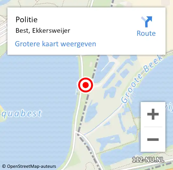 Locatie op kaart van de 112 melding: Politie Best, Ekkersweijer op 19 juni 2024 23:00