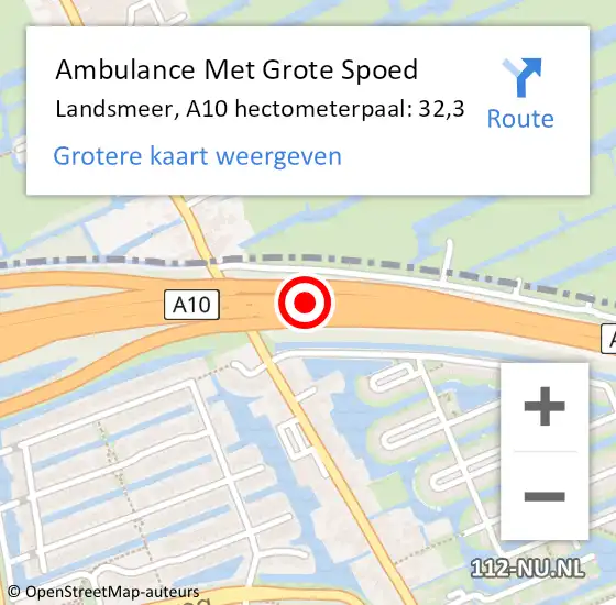 Locatie op kaart van de 112 melding: Ambulance Met Grote Spoed Naar Landsmeer, A10 hectometerpaal: 32,3 op 19 juni 2024 23:17