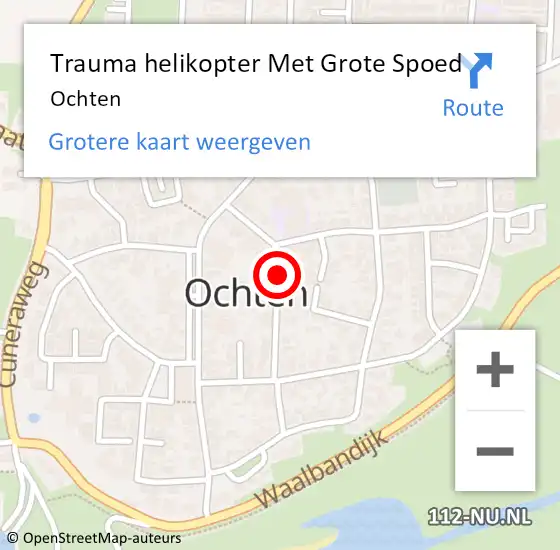 Locatie op kaart van de 112 melding: Trauma helikopter Met Grote Spoed Naar Ochten op 19 juni 2024 23:19