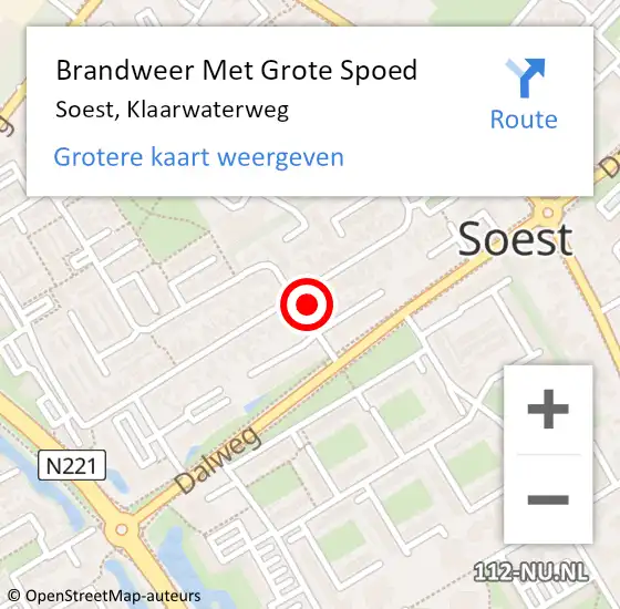 Locatie op kaart van de 112 melding: Brandweer Met Grote Spoed Naar Soest, Klaarwaterweg op 19 juni 2024 23:37