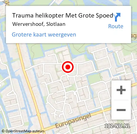 Locatie op kaart van de 112 melding: Trauma helikopter Met Grote Spoed Naar Wervershoof, Slotlaan op 20 juni 2024 00:57