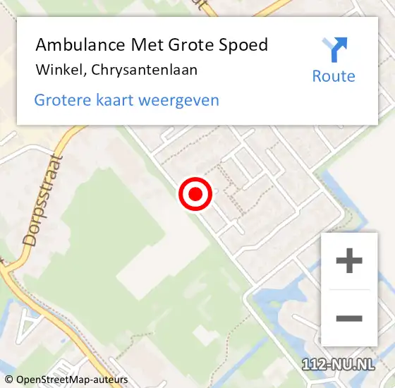 Locatie op kaart van de 112 melding: Ambulance Met Grote Spoed Naar Winkel, Chrysantenlaan op 20 juni 2024 01:02