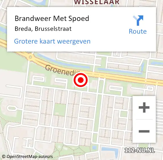 Locatie op kaart van de 112 melding: Brandweer Met Spoed Naar Breda, Brusselstraat op 20 juni 2024 01:07