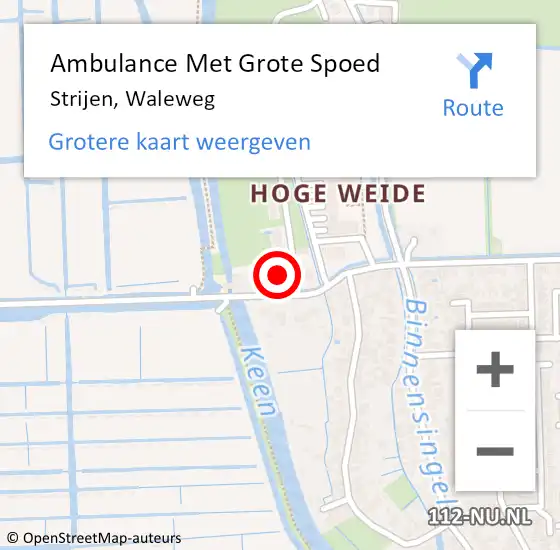 Locatie op kaart van de 112 melding: Ambulance Met Grote Spoed Naar Strijen, Waleweg op 20 juni 2024 01:33