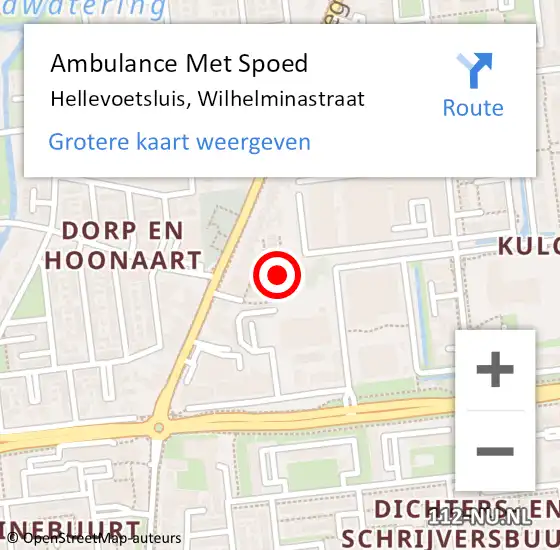 Locatie op kaart van de 112 melding: Ambulance Met Spoed Naar Hellevoetsluis, Wilhelminastraat op 20 juni 2024 01:55