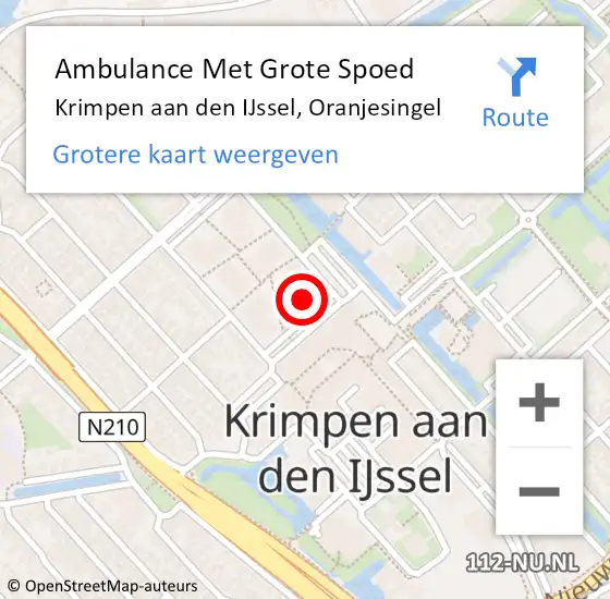 Locatie op kaart van de 112 melding: Ambulance Met Grote Spoed Naar Krimpen aan den IJssel, Oranjesingel op 20 juni 2024 02:49