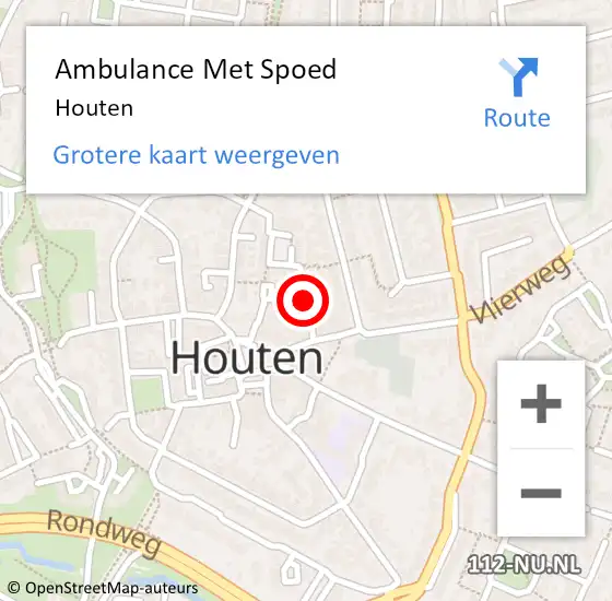 Locatie op kaart van de 112 melding: Ambulance Met Spoed Naar Houten op 20 juni 2024 03:17