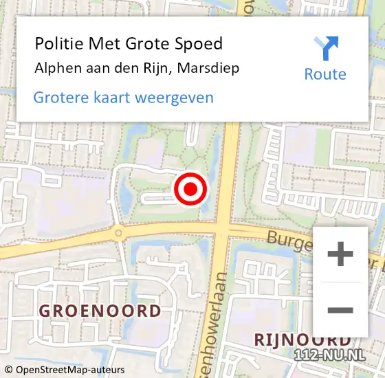 Locatie op kaart van de 112 melding: Politie Met Grote Spoed Naar Alphen aan den Rijn, Marsdiep op 20 juni 2024 03:39