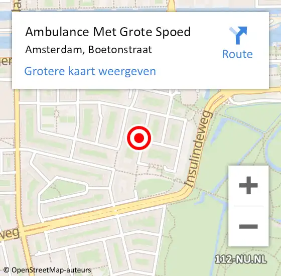 Locatie op kaart van de 112 melding: Ambulance Met Grote Spoed Naar Amsterdam, Boetonstraat op 20 juni 2024 05:05