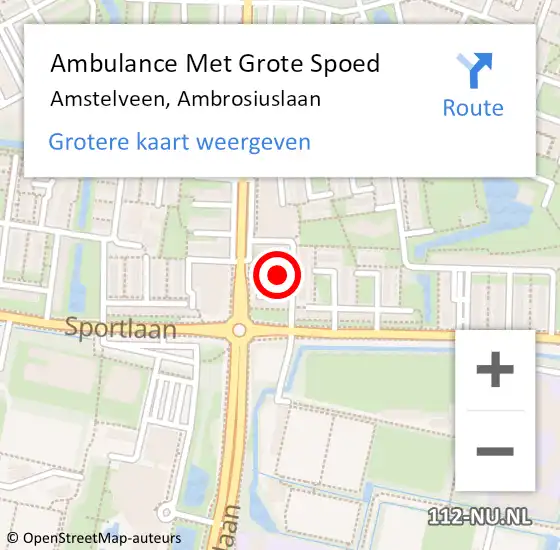 Locatie op kaart van de 112 melding: Ambulance Met Grote Spoed Naar Amstelveen, Ambrosiuslaan op 20 juni 2024 05:20