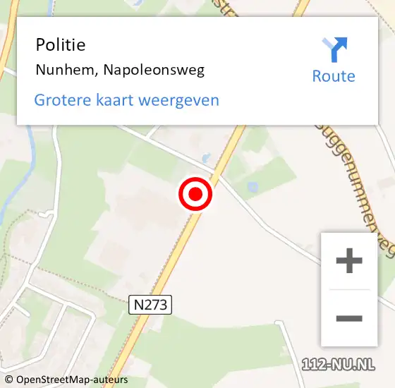 Locatie op kaart van de 112 melding: Politie Nunhem, Napoleonsweg op 20 juni 2024 05:34