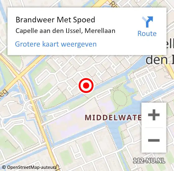 Locatie op kaart van de 112 melding: Brandweer Met Spoed Naar Capelle aan den IJssel, Merellaan op 20 juni 2024 06:06