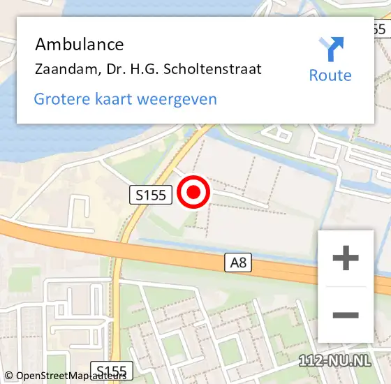 Locatie op kaart van de 112 melding: Ambulance Zaandam, Dr. H.G. Scholtenstraat op 20 juni 2024 07:30