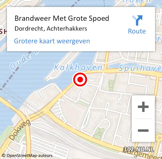 Locatie op kaart van de 112 melding: Brandweer Met Grote Spoed Naar Dordrecht, Achterhakkers op 20 juni 2024 07:40