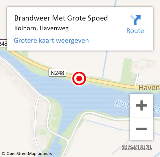 Locatie op kaart van de 112 melding: Brandweer Met Grote Spoed Naar Kolhorn, Havenweg op 10 oktober 2014 06:44