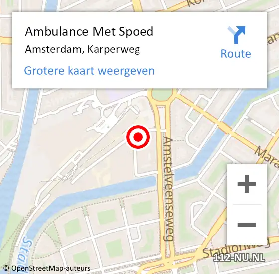 Locatie op kaart van de 112 melding: Ambulance Met Spoed Naar Amsterdam, Karperweg op 20 juni 2024 08:05