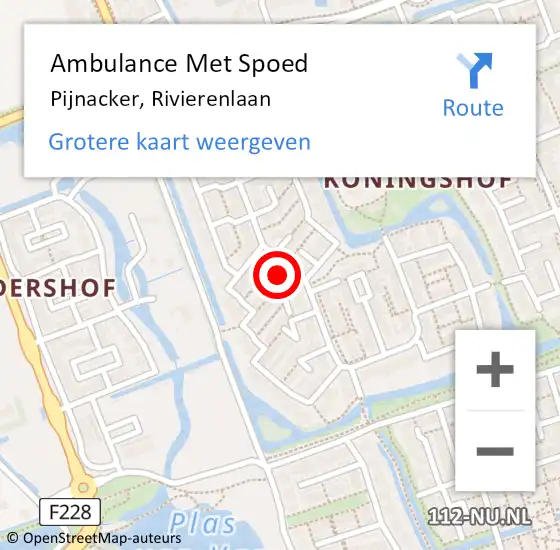 Locatie op kaart van de 112 melding: Ambulance Met Spoed Naar Pijnacker, Rivierenlaan op 20 juni 2024 08:10