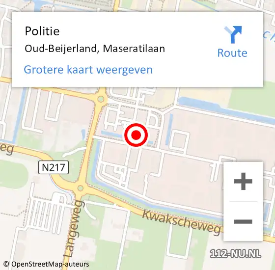 Locatie op kaart van de 112 melding: Politie Oud-Beijerland, Maseratilaan op 20 juni 2024 08:23