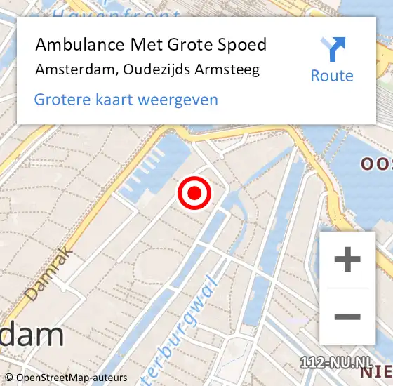 Locatie op kaart van de 112 melding: Ambulance Met Grote Spoed Naar Amsterdam, Oudezijds Armsteeg op 20 juni 2024 08:23