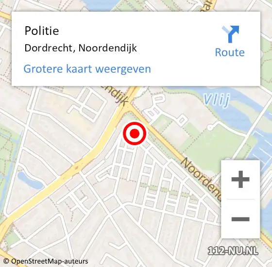 Locatie op kaart van de 112 melding: Politie Dordrecht, Noordendijk op 20 juni 2024 08:42