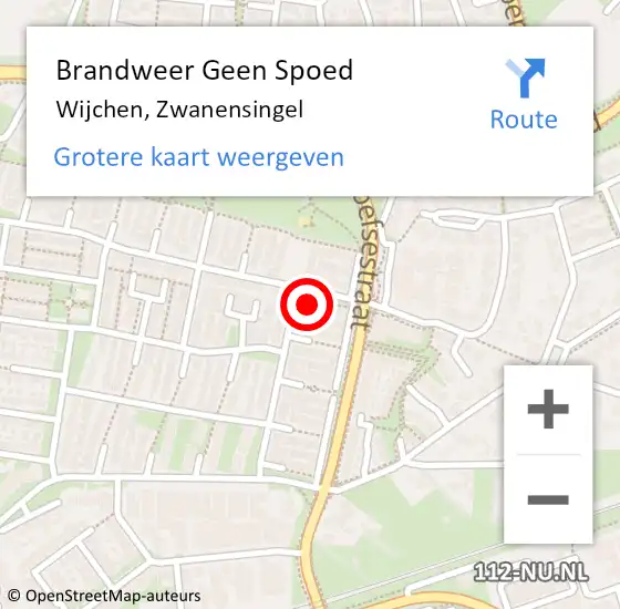 Locatie op kaart van de 112 melding: Brandweer Geen Spoed Naar Wijchen, Zwanensingel op 20 juni 2024 08:50