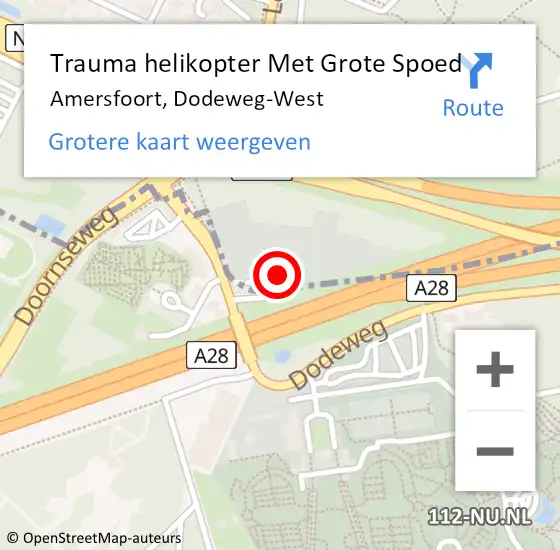 Locatie op kaart van de 112 melding: Trauma helikopter Met Grote Spoed Naar Amersfoort, Dodeweg-West op 20 juni 2024 08:59