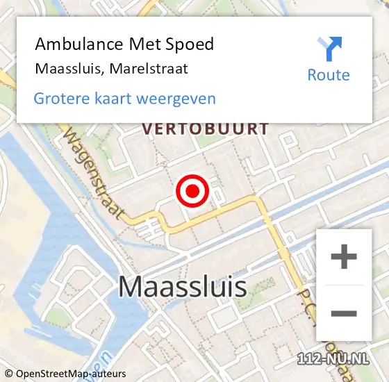 Locatie op kaart van de 112 melding: Ambulance Met Spoed Naar Maassluis, Marelstraat op 20 juni 2024 09:06