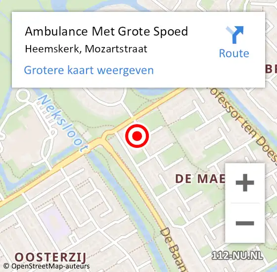 Locatie op kaart van de 112 melding: Ambulance Met Grote Spoed Naar Heemskerk, Mozartstraat op 20 juni 2024 09:12