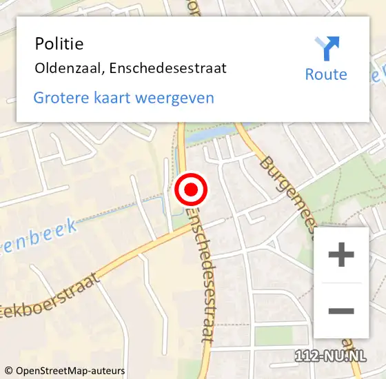 Locatie op kaart van de 112 melding: Politie Oldenzaal, Enschedesestraat op 20 juni 2024 09:59