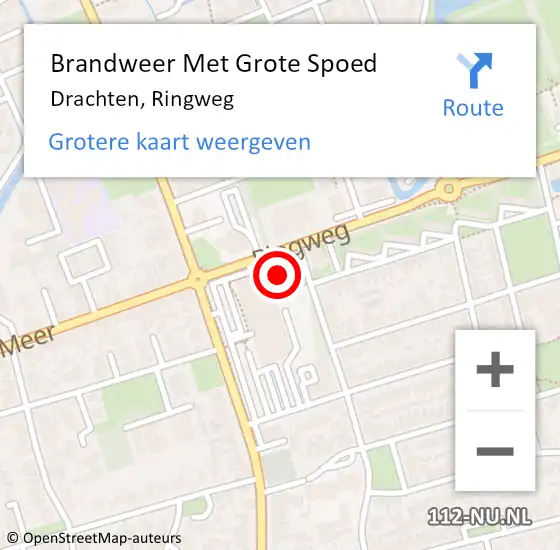 Locatie op kaart van de 112 melding: Brandweer Met Grote Spoed Naar Drachten, Ringweg op 20 juni 2024 10:11