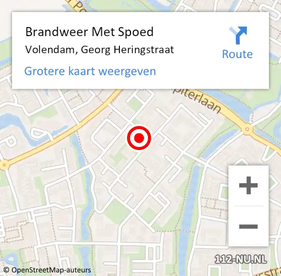 Locatie op kaart van de 112 melding: Brandweer Met Spoed Naar Volendam, Georg Heringstraat op 20 juni 2024 10:25