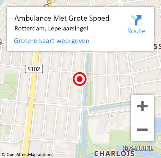 Locatie op kaart van de 112 melding: Ambulance Met Grote Spoed Naar Rotterdam, Lepelaarsingel op 20 juni 2024 10:31