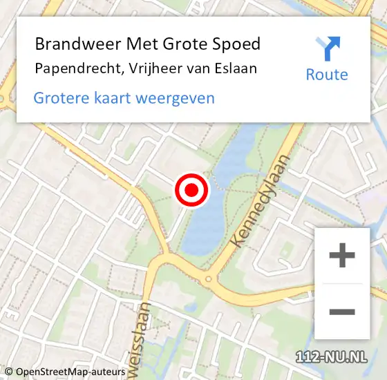 Locatie op kaart van de 112 melding: Brandweer Met Grote Spoed Naar Papendrecht, Vrijheer van Eslaan op 20 juni 2024 10:32