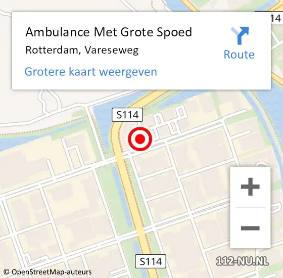 Locatie op kaart van de 112 melding: Ambulance Met Grote Spoed Naar Rotterdam, Vareseweg op 20 juni 2024 10:52