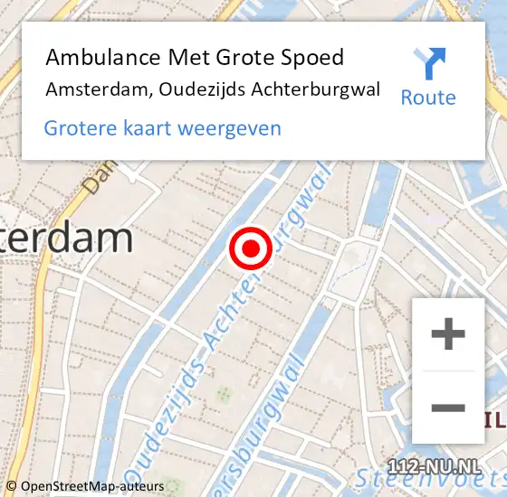 Locatie op kaart van de 112 melding: Ambulance Met Grote Spoed Naar Amsterdam, Oudezijds Achterburgwal op 20 juni 2024 11:04