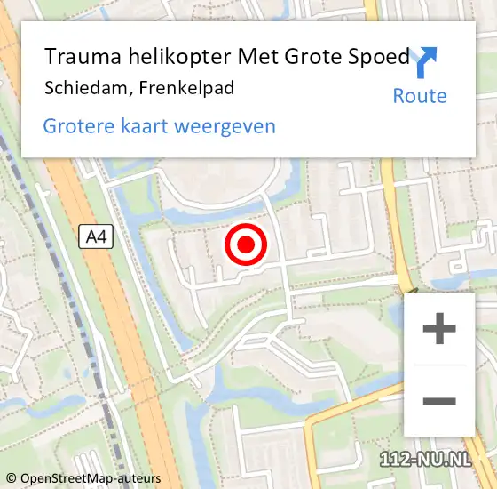 Locatie op kaart van de 112 melding: Trauma helikopter Met Grote Spoed Naar Schiedam, Frenkelpad op 20 juni 2024 11:13