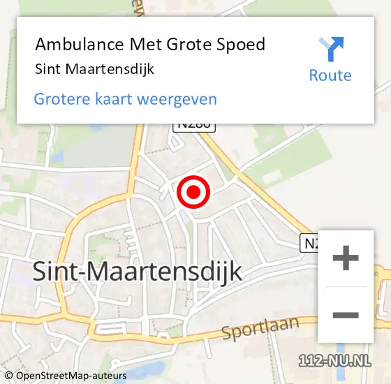 Locatie op kaart van de 112 melding: Ambulance Met Grote Spoed Naar Sint Maartensdijk op 20 juni 2024 11:15