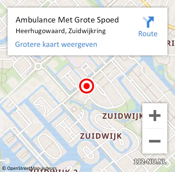 Locatie op kaart van de 112 melding: Ambulance Met Grote Spoed Naar Heerhugowaard, Zuidwijkring op 20 juni 2024 11:27