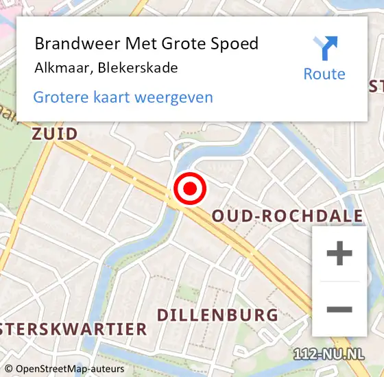 Locatie op kaart van de 112 melding: Brandweer Met Grote Spoed Naar Alkmaar, Blekerskade op 20 juni 2024 11:36