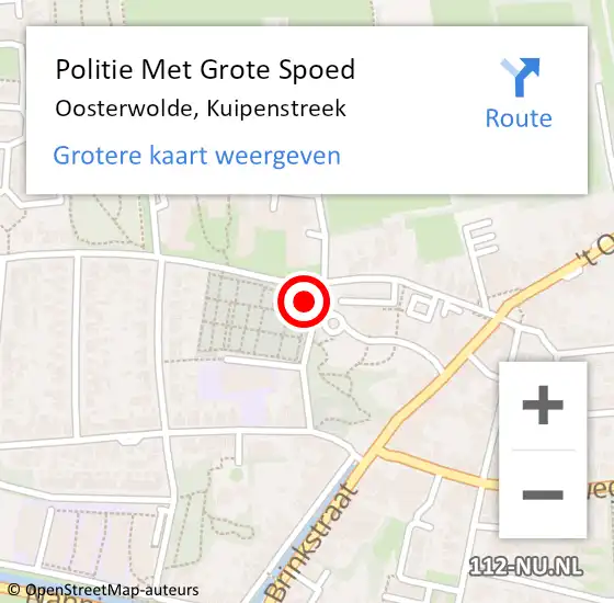 Locatie op kaart van de 112 melding: Politie Met Grote Spoed Naar Oosterwolde, Kuipenstreek op 20 juni 2024 11:48