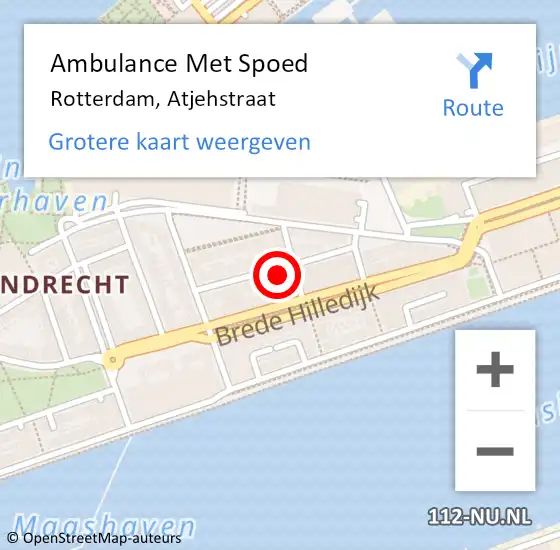 Locatie op kaart van de 112 melding: Ambulance Met Spoed Naar Rotterdam, Atjehstraat op 20 juni 2024 12:00