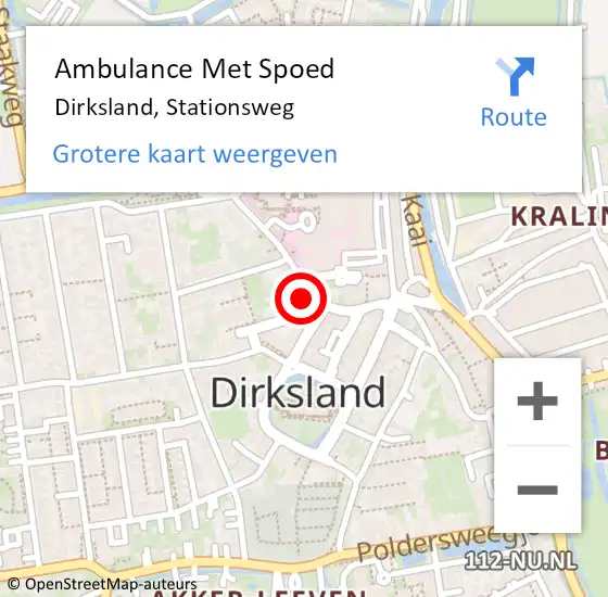 Locatie op kaart van de 112 melding: Ambulance Met Spoed Naar Dirksland, Stationsweg op 20 juni 2024 12:07