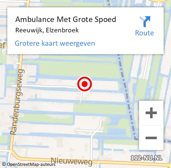 Locatie op kaart van de 112 melding: Ambulance Met Grote Spoed Naar Reeuwijk, Elzenbroek op 20 juni 2024 12:17