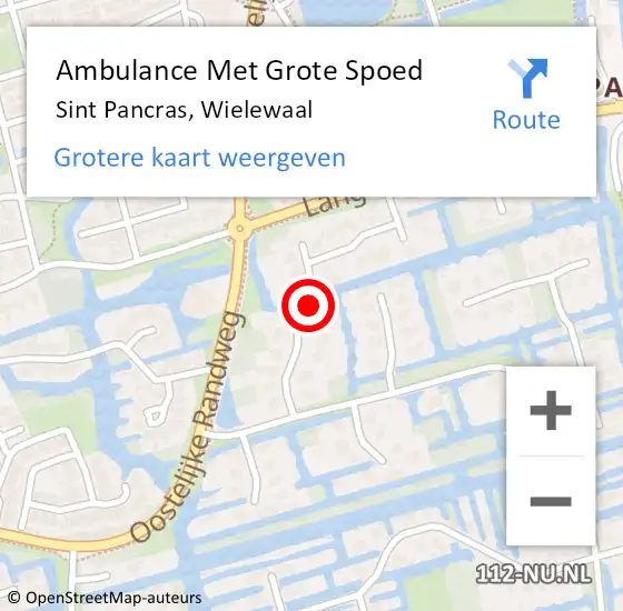 Locatie op kaart van de 112 melding: Ambulance Met Grote Spoed Naar Sint Pancras, Wielewaal op 20 juni 2024 12:24