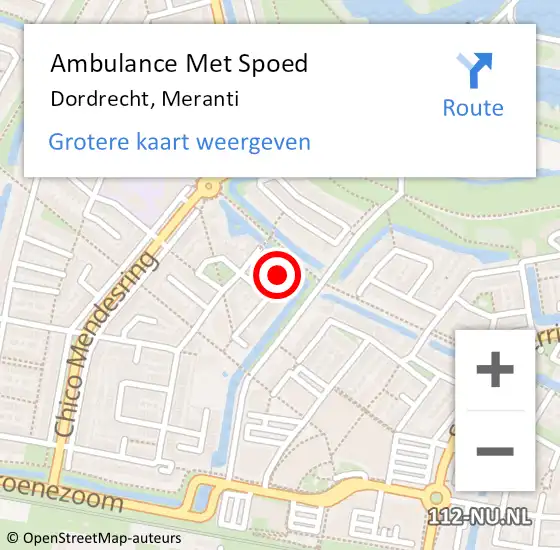 Locatie op kaart van de 112 melding: Ambulance Met Spoed Naar Dordrecht, Meranti op 20 juni 2024 12:28